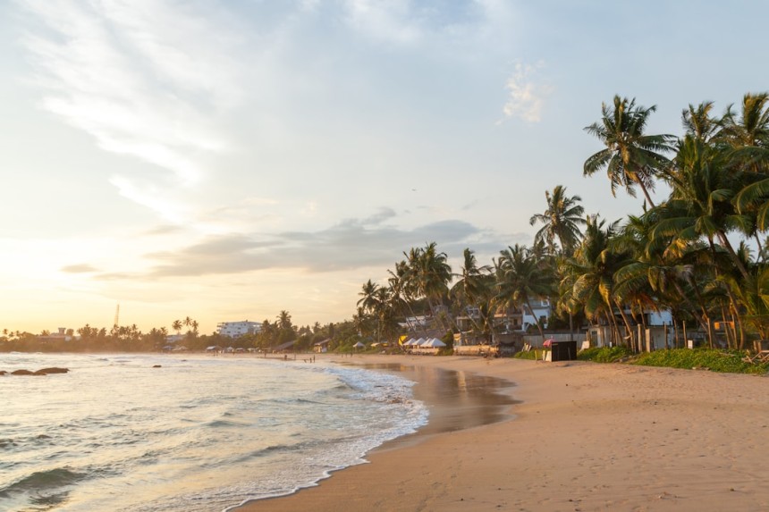 Plage de Mirissa au coucher du soleil